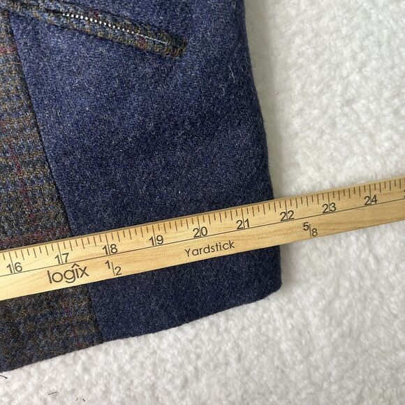 Character Suburban Wear Women’s 12 Wool Color Block Zip Blazer Plaid Blue - Picture 10 of 11